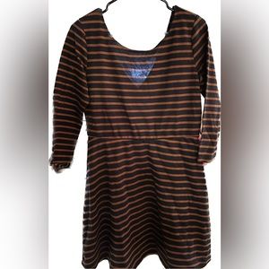 LILY ROSE STRIPED BROWN AND DARK BLUE DRESS